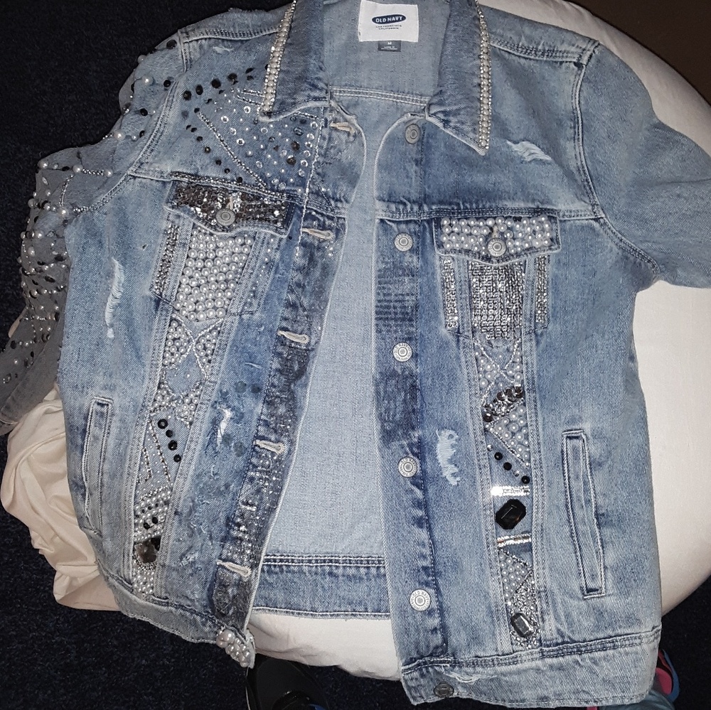 Custom made Bedazzled jean jacket